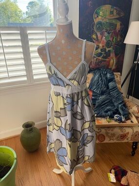 a.n.a Floral Midi Dress in Blue, Yellow, Gray